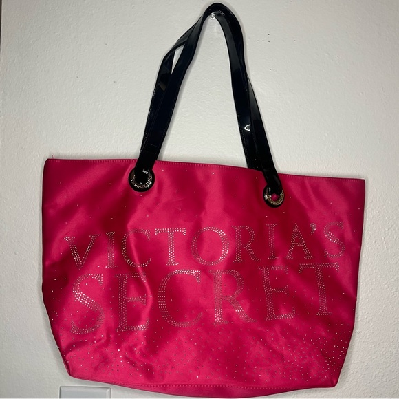 Victoria’s Secret Pink Tote Bag with Rhinestone Logo ✨👜 - Picture 1 of 6